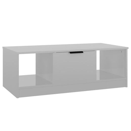 Tavolino da Salotto Bianco Lucido 102x50x36cm Legno Multistrato cod mxl 25463