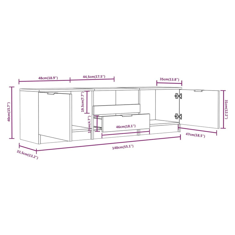 Mobile Porta TV Nero 140x35x40 cm in Legno Multistrato cod mxl 15450