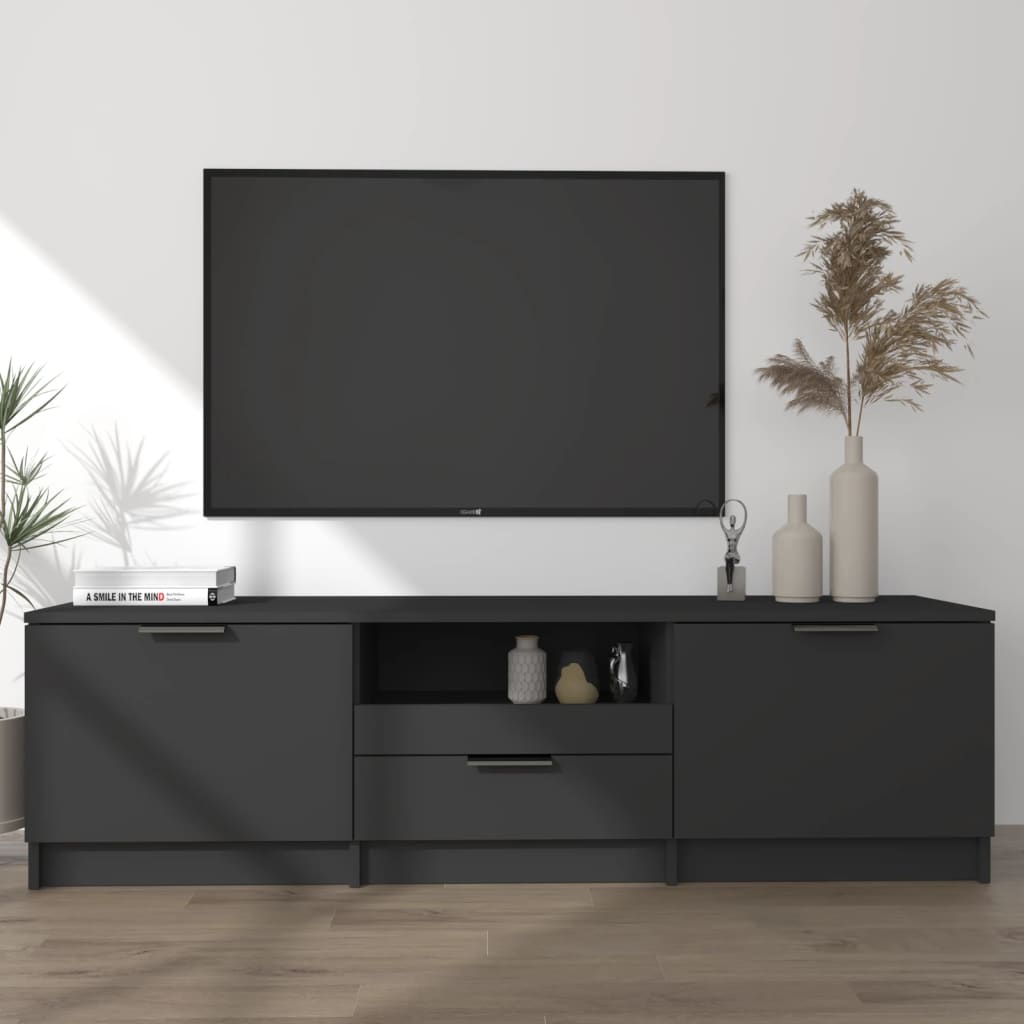 Mobile Porta TV Nero 140x35x40 cm in Legno Multistrato cod mxl 15450