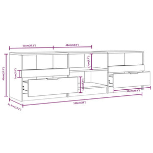 Mobile Porta TV NEro 150x33,5x45 cm in Legno Multistrato 811458