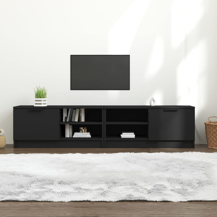 Mobili Porta TV 2 pz Neri 80x35x36,5 cm in Legno Multistrato 811469