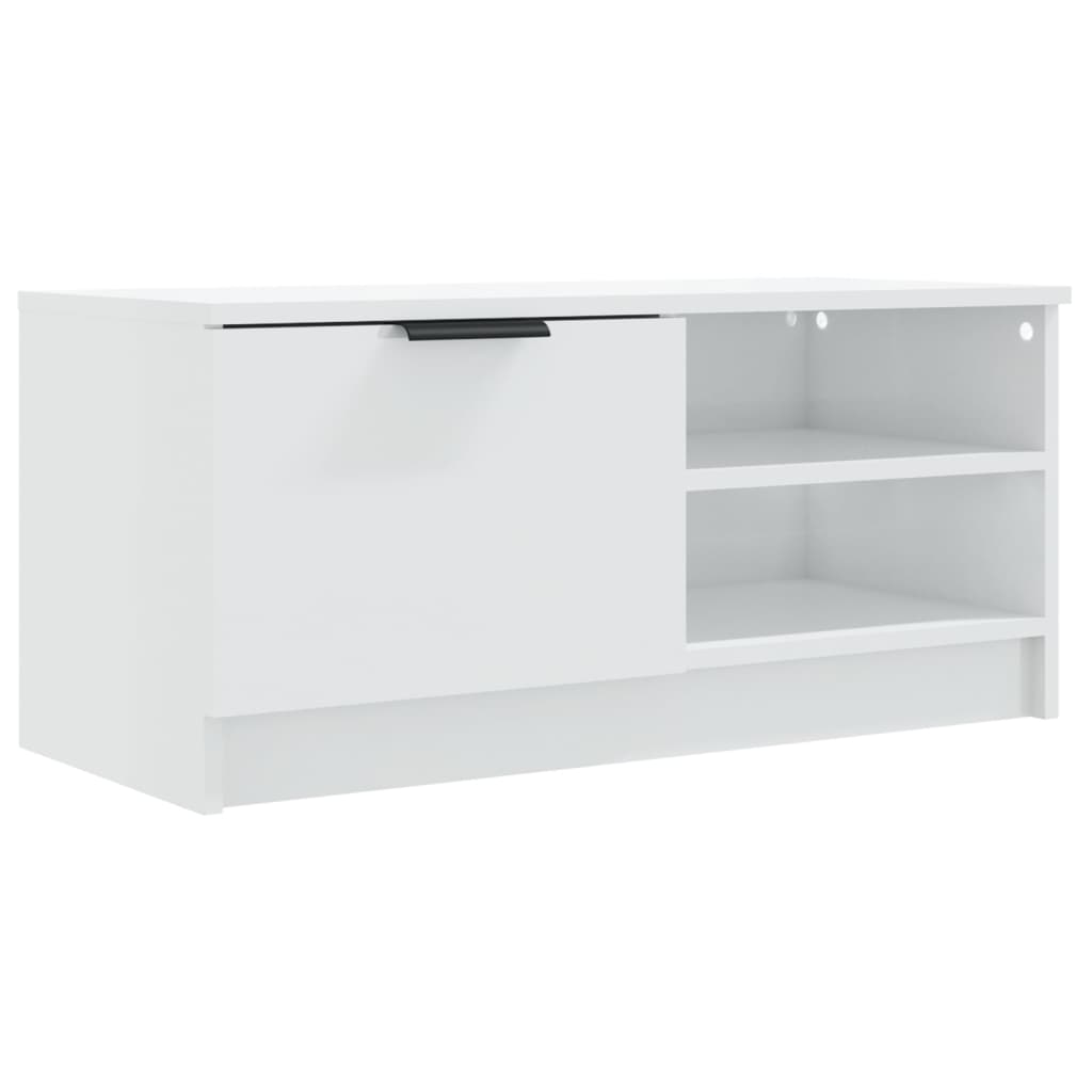 Mobile Porta TV Bianco Lucido 80x35x45 cm in Legno Multistrato 811478