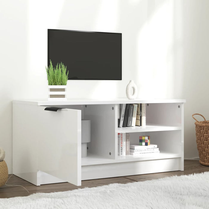 Mobile Porta TV Bianco Lucido 80x35x45 cm in Legno Multistrato cod mxl 33991