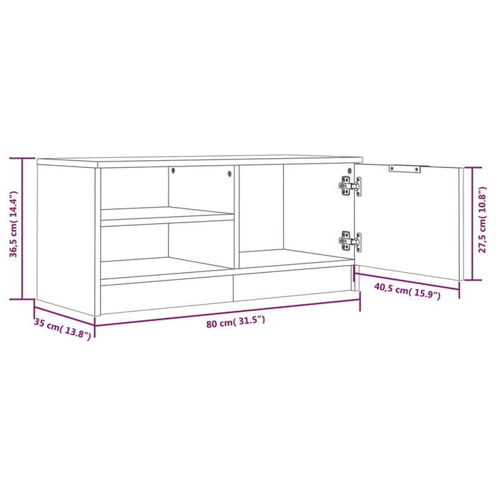 Mobile Porta TV Bianco Lucido 80x35x45 cm in Legno Multistrato 811478