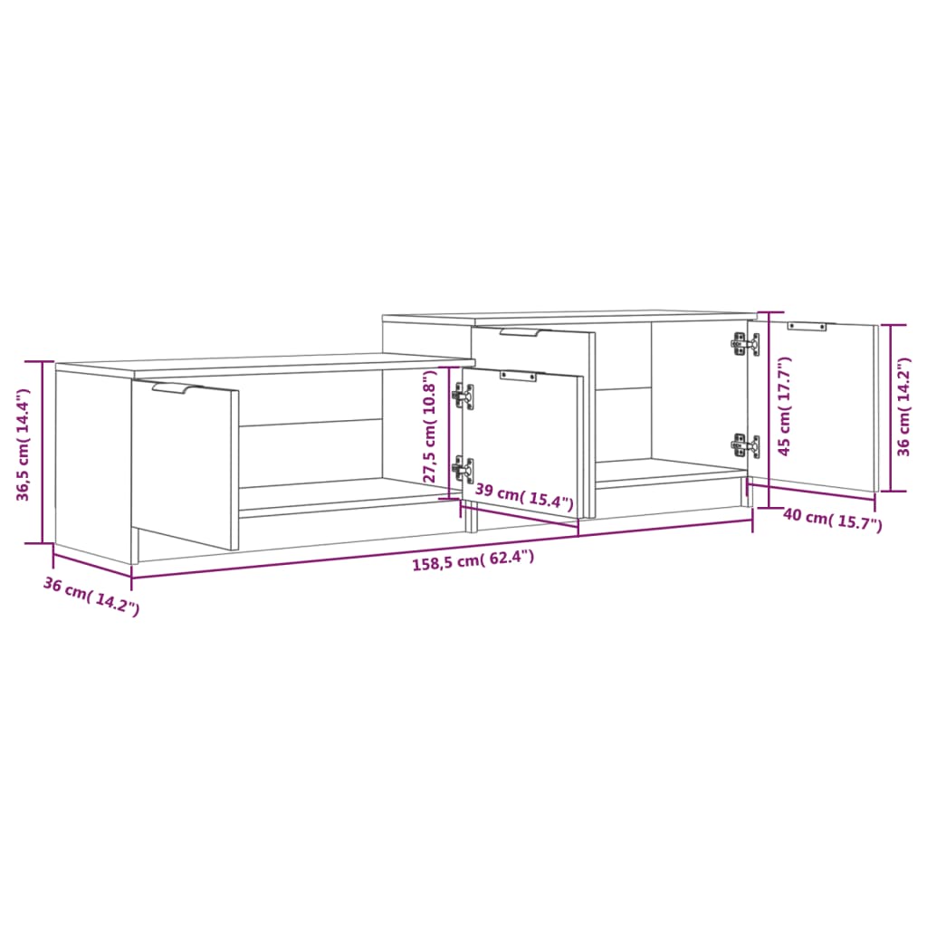 Mobile Porta TV Bianco 158,5x36x45 cm in Legno Multistrato cod mxl 33921