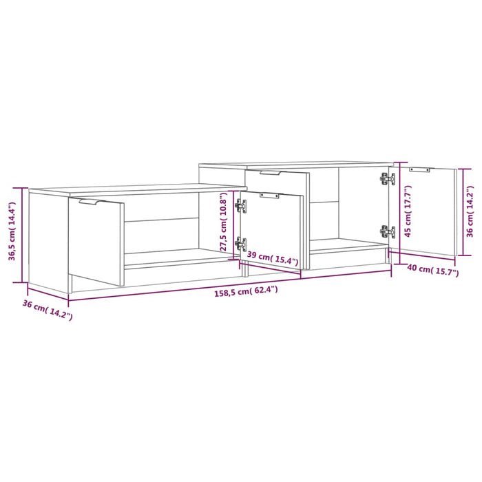 Mobile Porta TV Bianco 158,5x36x45 cm in Legno Multistrato cod mxl 33921