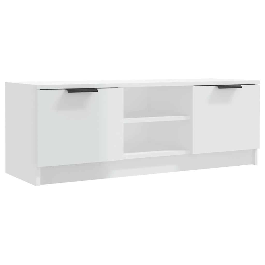 Mobile Porta TV Bianco Lucido 102x35x36,5 cm Legno Multistrato 811517