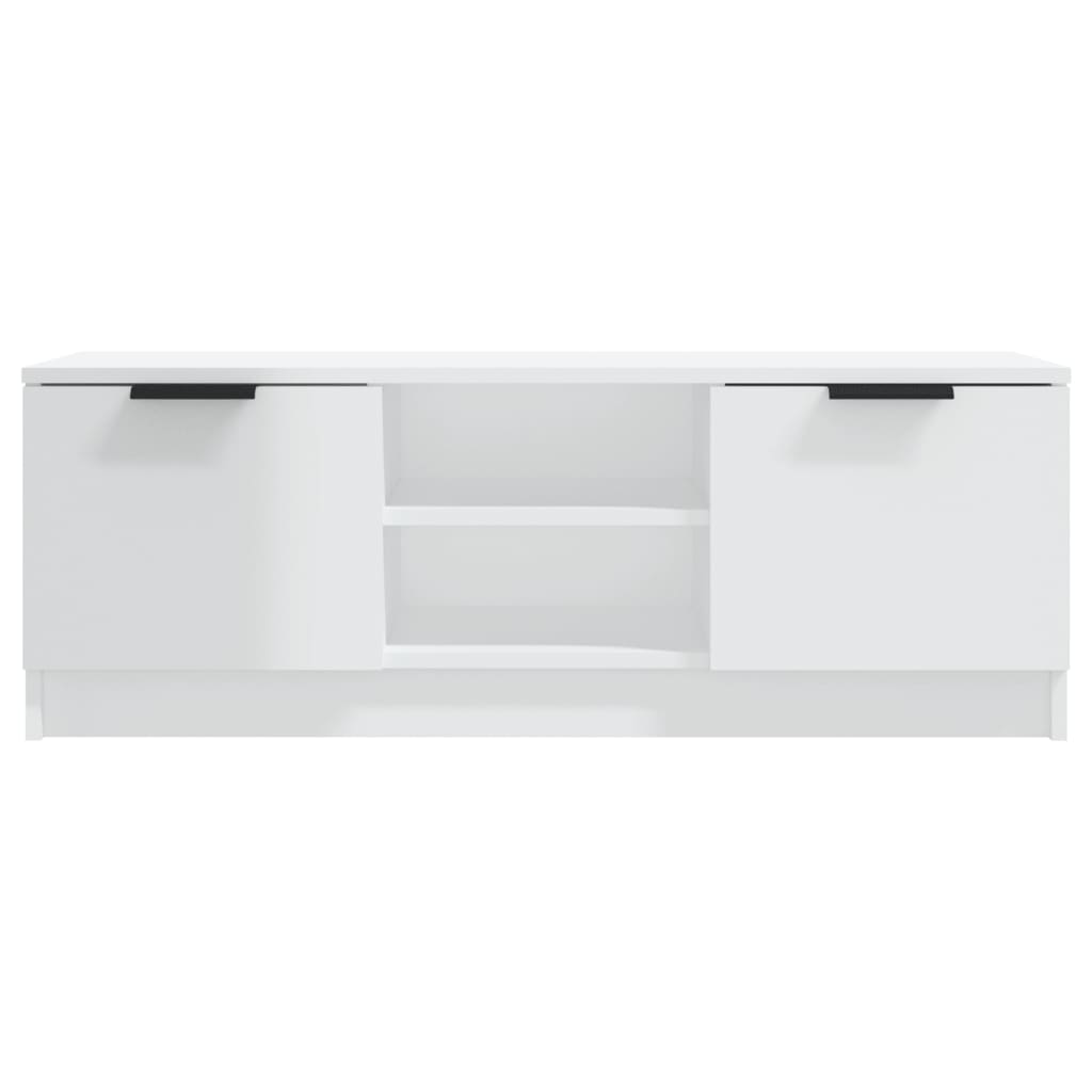 Mobile Porta TV Bianco Lucido 102x35x36,5 cm Legno Multistrato 811517