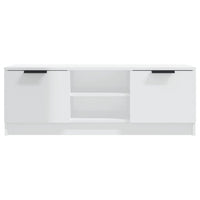 Mobile Porta TV Bianco Lucido 102x35x36,5 cm Legno Multistrato 811517