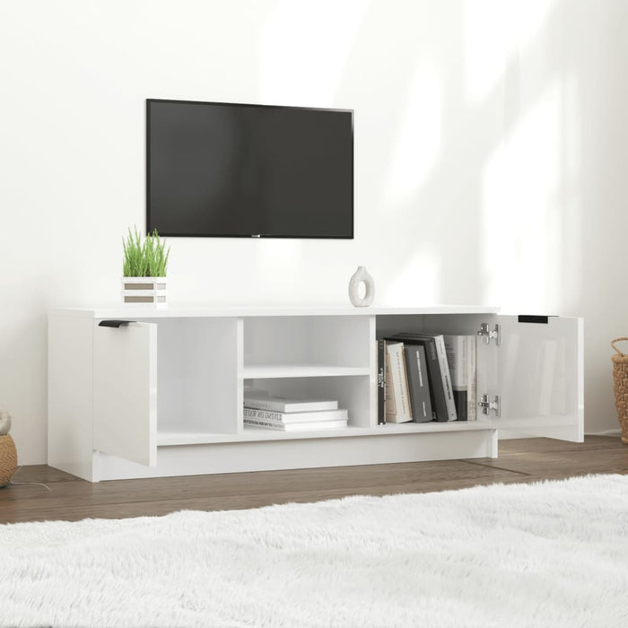 Mobile Porta TV Bianco Lucido 102x35x36,5 cm Legno Multistrato 811517