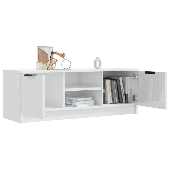 Mobile Porta TV Bianco Lucido 102x35x36,5 cm Legno Multistrato 811517