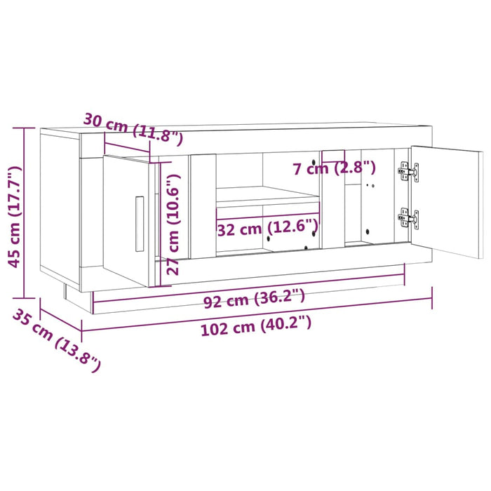 Mobile Porta TV Rovere Sonoma 102x35x45 cm in Legno Multistrato 811793