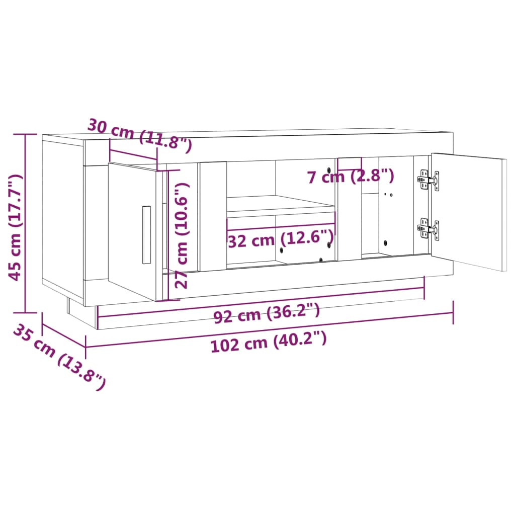 Mobile Porta TV Grigio Cemento 102x35x45cm in Legno Multistrato cod mxl 13068