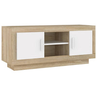 Mobile TV Bianco e Rovere Sonoma 102x35x45cm Legno Multistrato 811795