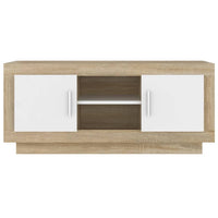 Mobile TV Bianco e Rovere Sonoma 102x35x45cm Legno Multistrato 811795