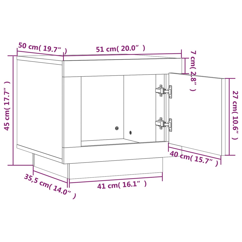 Tavolino da Salotto Bianco 51x50x45 cm in Legno Multistrato cod mxl 20116