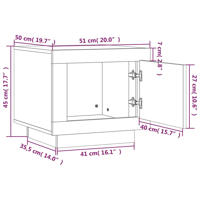 Tavolino Bianco e Rovere Sonoma 51x50x45cm in Legno Multistrato