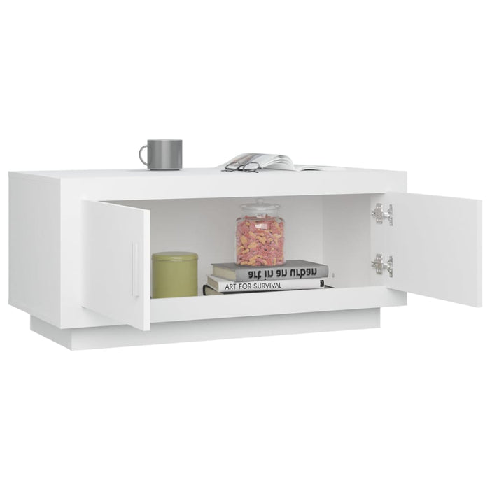 Tavolino da Salotto Bianco 102x50x45 cm in Legno Compensato