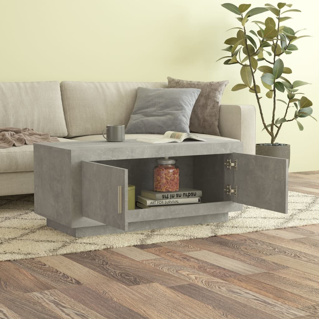 Tavolino Salotto Grigio Cemento 102x50x45 cm Legno Compensato