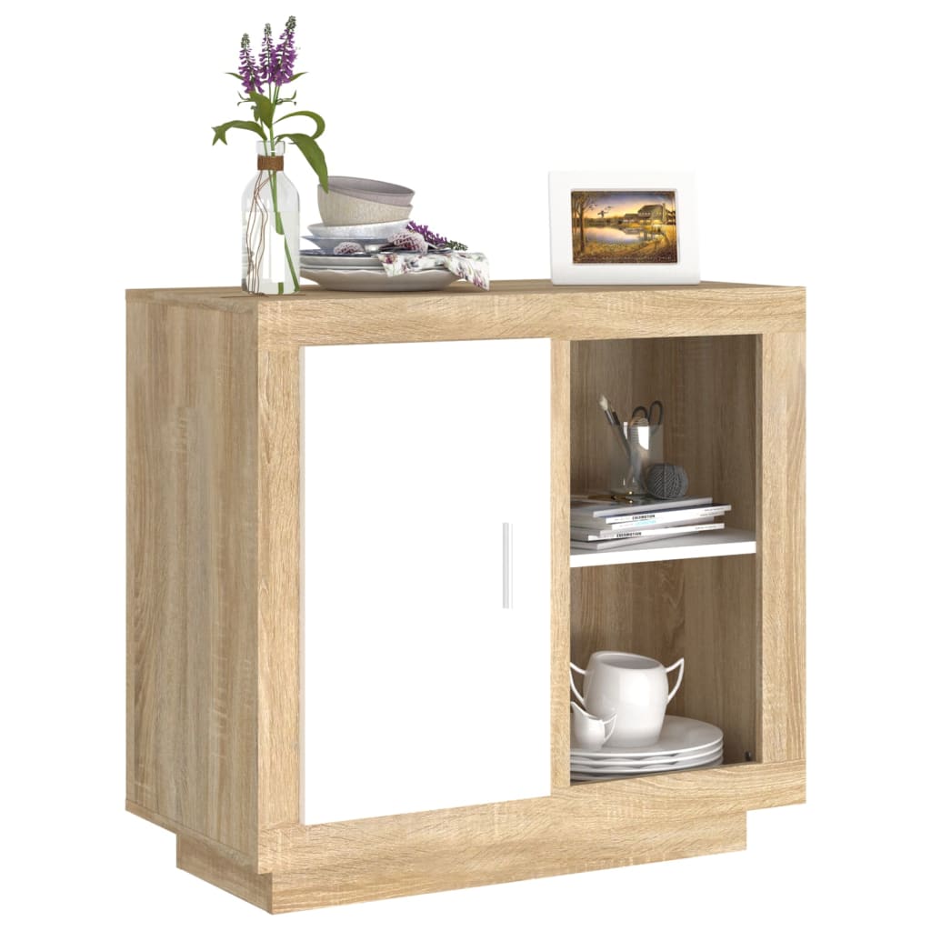 Credenza Bianca e Rovere Sonoma 80x40x75 cm 811831