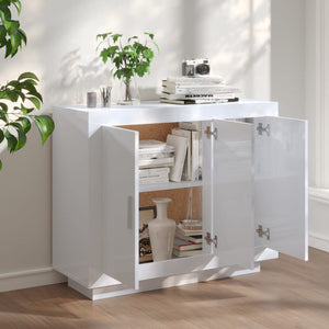 Credenza Bianco Lucido 92x35x75 cm in Legno Compensato cod mxl 14833