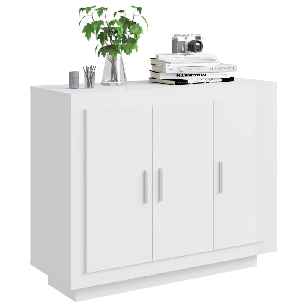 Credenza Bianco Lucido 92x35x75 cm in Legno Compensato cod mxl 14833