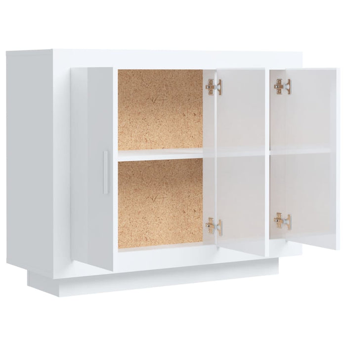 Credenza Bianco Lucido 92x35x75 cm in Legno Compensato cod mxl 14833