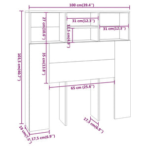 Testiera con Contenitore Grigio Cemento 100x19x103,5 cm cod mxl 51620