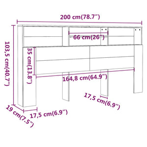 Testiera con Contenitore Bianco 200x19x103,5 cm 811889