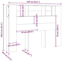 Testiera con Scomparti Grigio Cemento 140x18,5x104,5 cm cod mxl 51007