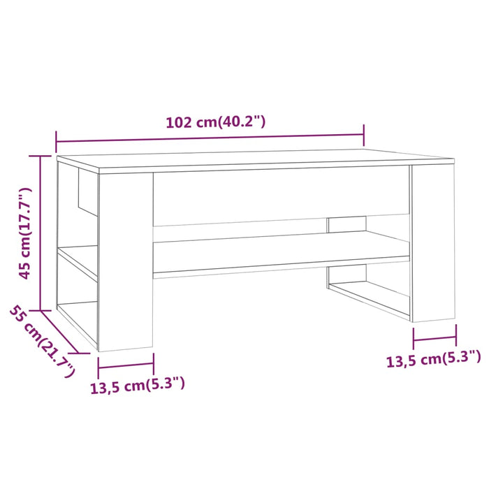 Tavolino da Salotto Grigio Sonoma 102x55x45cm Legno Multistrato cod mxl 8969