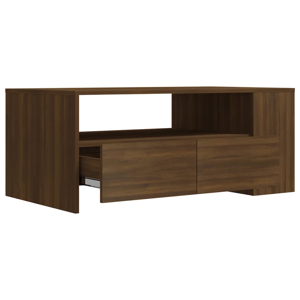 Tavolino Salotto Rovere Marrone 102x55x42 cm Legno Multistrato