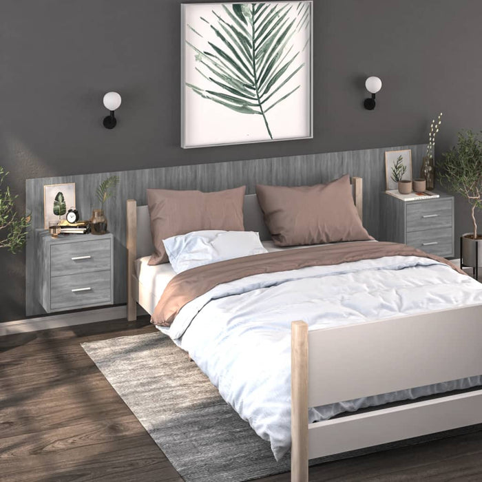 Comodini a Muro 2 pz Grigio Sonoma cod mxl 31086