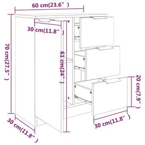 Credenza Rovere Fumo 60x30x70 cm in Legno Multistrato cod mxl 12404