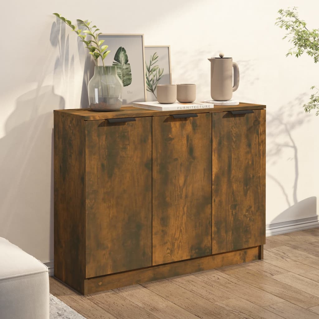 Credenza Rovere Fumo 90,5x30x70 cm in Legno Multistrato 817024