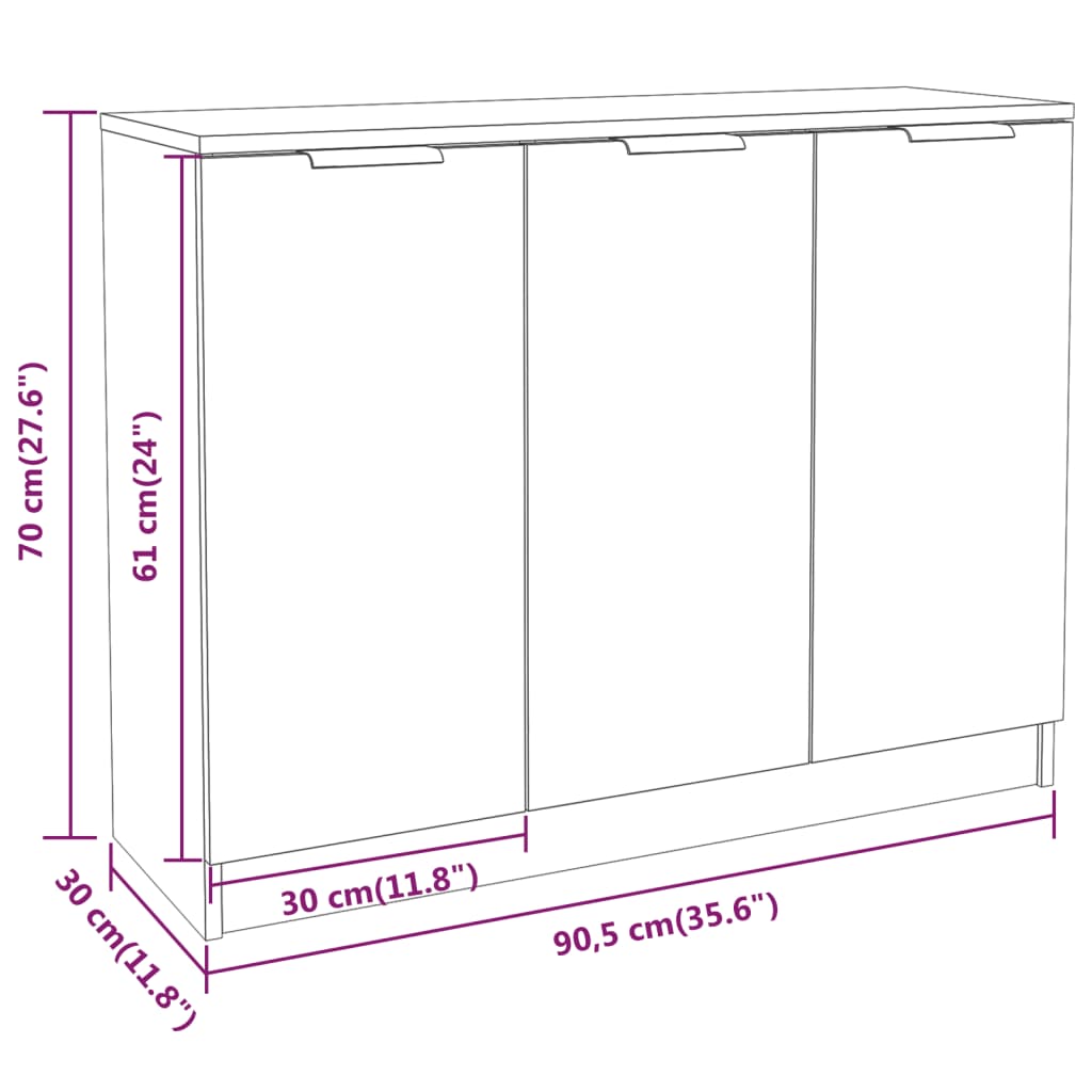 Credenza Rovere Fumo 90,5x30x70 cm in Legno Multistrato 817024