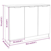 Credenza Grigio Sonoma 90,5x30x70 cm in Legno Multistrato cod mxl 12938