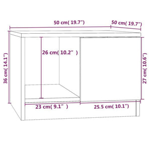 Tavolino da Salotto Rovere Fumo 50x50x36cm in Legno Multistrato cod mxl 20382