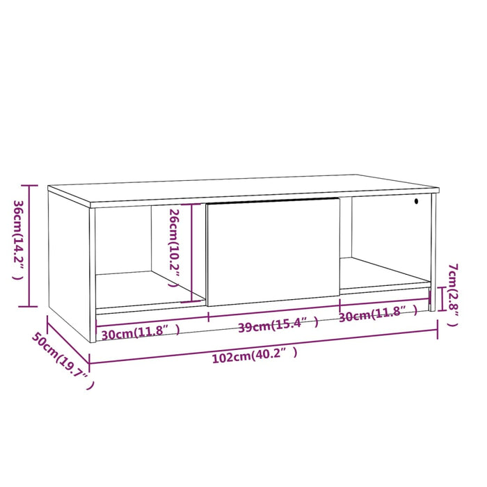 Tavolino da Salotto Rovere Fumo 102x50x36 cm Legno Multistrato