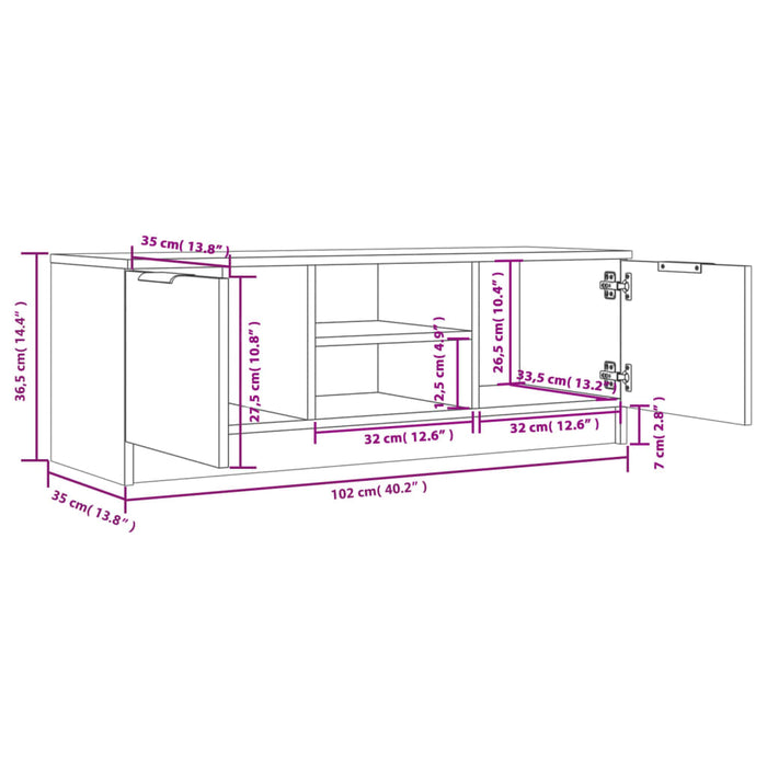 Mobile TV Rovere Marrone 102x35x36,5 cm in Legno Multistrato cod mxl 12514