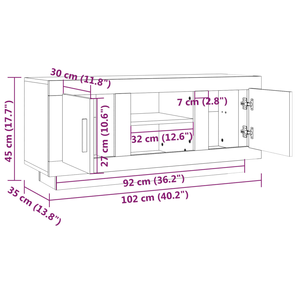 Mobile TV Grigio Sonoma 102x35x45 cm in Legno Multistrato cod mxl 12513