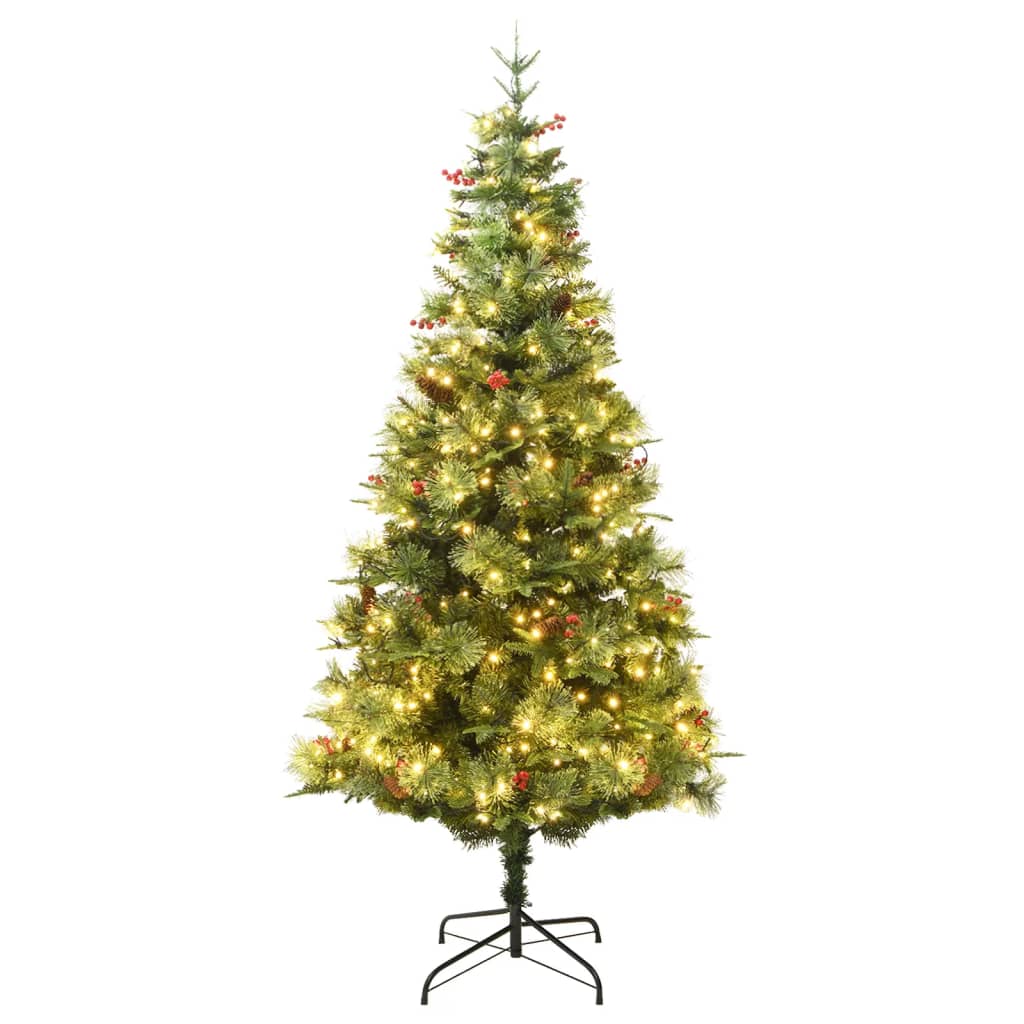 Albero di Natale con LED e Pigne Verde 195 cm in PVC e PE 344289