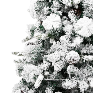 Albero di Natale Innevato con LED e Pigne 195 cm in PVC e PE 344293