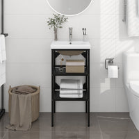 Telaio per Lavabo da Bagno con Lavabo Integrato Nero in Ferro 3101376