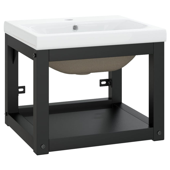 Telaio per Lavabo da Bagno con Lavabo Integrato Nero in Ferro cod mxl 67915