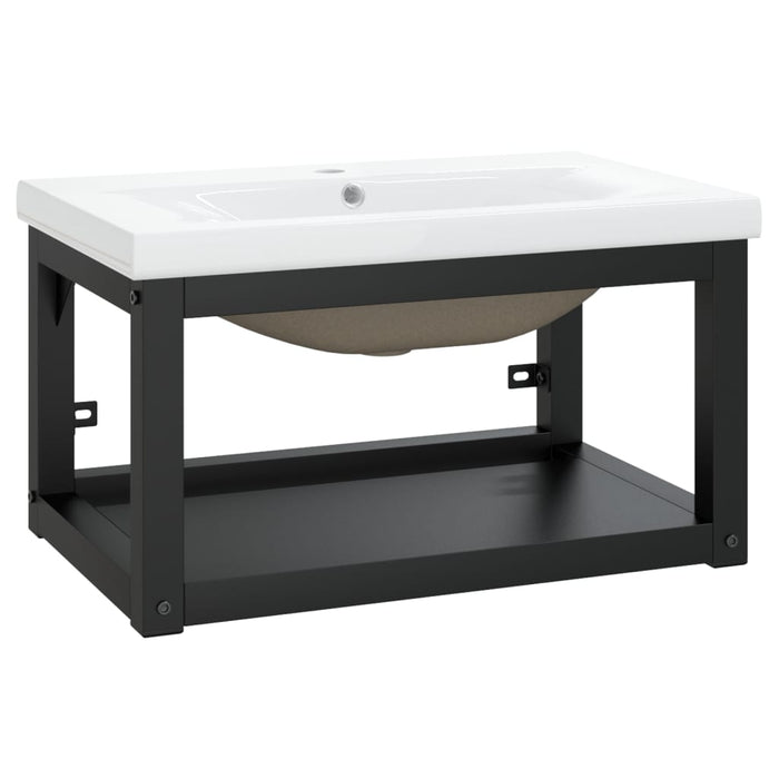 Telaio per Lavabo da Bagno con Lavabo Integrato Nero in Ferro cod mxl 71946