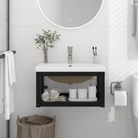 Telaio per Lavabo da Bagno con Lavabo Integrato Nero in Ferro cod mxl 71946