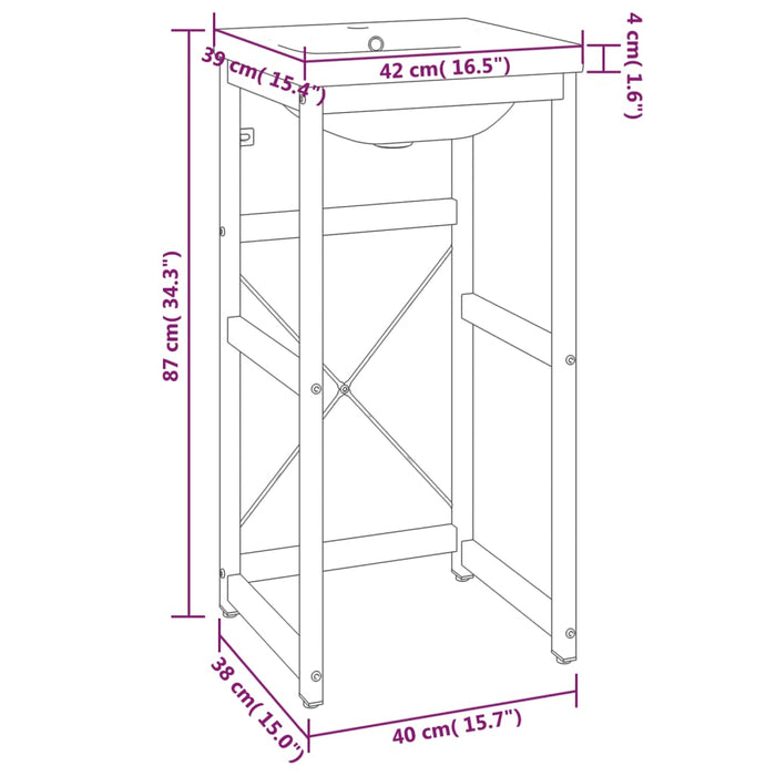 Telaio per Lavabo da Bagno con Lavabo Integrato Nero in Ferro cod mxl 58423