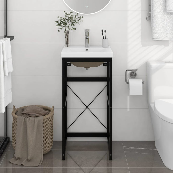 Telaio per Lavabo da Bagno con Lavabo Integrato Nero in Ferro cod mxl 58423