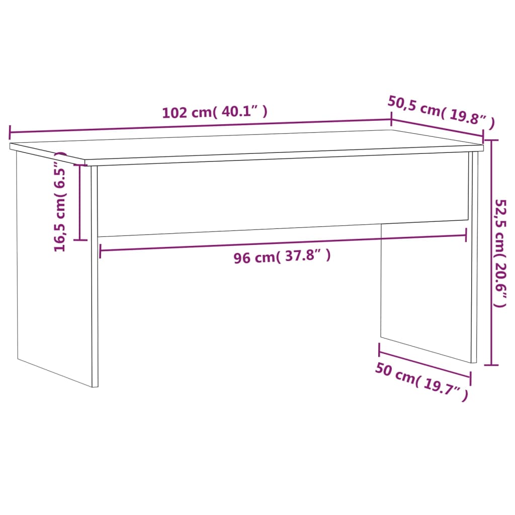 Tavolino da Salotto Bianco 102x50,5x52,5cm in Legno Multistrato cod mxl 7712